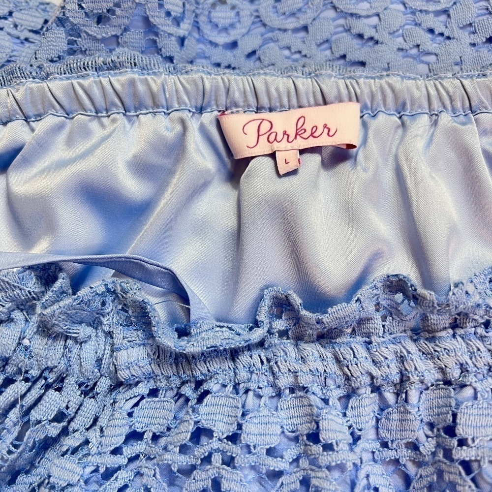 Parker "Jordana" Off Shoulder Boho Style Eyelet Lace Top Powder Blue Size Large - Picture 8 of 8